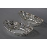 A PAIR OF GEORGE V OVAL PIERCED SILVER BASKETS, makers Charles S. Green & Co Ltd, Birmingham 1921,