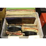 A BOX OF L.P'S AND SINGLES, Artists include The Beatles, Rolling Stones, Bob Marley etc