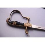 A BRITISH NAVAL SWORD, by 'Whitemans' of Portsea, blade has no makers marks but has proof mark and