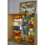 A QUANTITY OF UNBOXED AND ASSORTED PLAYWORN BRITAINS AND OTHER FARM ANIMALS, VEHICLES AND