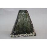 GEOFFREY BAXTER FOR WHITEFRIARS, a bark textured triangular glass vase, pattern No.9674, in