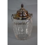 A CLYNE FARQUHARSON FOR JOHN WALSH CUT GLASS ICE BUCKET, fitted with a plated swing handle and