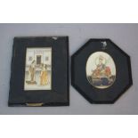 19TH CENTURY INDIAN SCHOOL, a miniature painting on ivory of a bare breasted lady looking at her