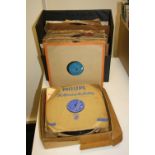 A CASE AND A BOX OF 78RPM 12 INCH AND 10 INCH RECORDS, including Elvis Presley, Buddy Holly etc