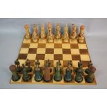 A SECOND HALF 20TH CENTURY ITALIAN CARVED AND PAINTED MAPLE WOOD MONTSALVAT (THE KNIGHTS OF THE