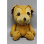 A MERRYTHOUGHT JERRY MOUSE SOFT TOY, in yellow velveteen material, stitched claws, felt eyes, nose
