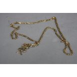 A MODERN 9CT GOLD FILLED FIGERO CHAIN, together with an abstract design charm, chain measuring