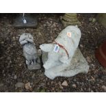 A PRE-CAST PIG GARDEN ORNAMENT, and a small girl garden ornament (sd) (2)