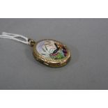 A 9CT ENAMELLED LOCKET (damage to back of locket)