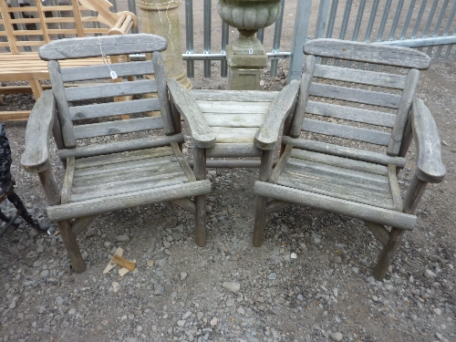 A DOUBLE SOFTWOOD GARDEN SEAT, with attached table section to centre