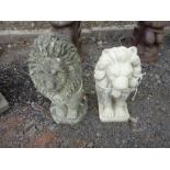 TWO PRE-CAST 'LION' GARDEN ORNAMENTS