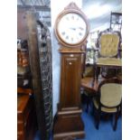 A MODERN STAINED HARDWOOD LONGCASE CLOCK, battery operated, dial marked 'Polaris', approximate