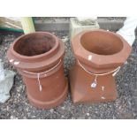 TWO CLAY CHIMNEY POTS