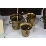 THREE BRASS PESTLES AND MORTARS, 20TH CENTURY (3)