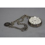 A VICTORIAN SILVER CASED CENTRE SECONDS CHRONOGRAPH, Chester 1888, together with a silver watch