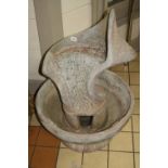 A MODERN PAINTED CONCRETE WATER FEATURE, modelled as a stylised orchid flower on a circular base,