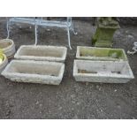 TWO PAIRS OF RECTANGULAR PRE-CAST GARDEN PLANTERS (4)