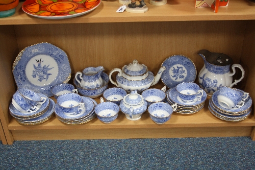 A COPELAND SPODE CHINA TEASET, blue and white 'Spode's Camilla' pattern, R1464, comprising teapot (