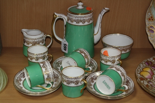 LAWLEYS CHINA COFFEE SET, to include coffee pot, sugar bowl, cream jug, six coffee cans (one re-