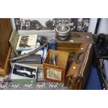 VARIOUS SUNDRY ITEMS, to include green bowls, gladstone bag, 'Nelsein' tool chest, Indian sword etc