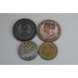 A SILVER ARMY RUGBY MEDAL, 1932-33, a Victorian National medal and two French medallions (4)
