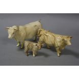 THREE BESWICK CHAROLAIS CATTLE, Bull No.2463A, Cow No.3075A and Calf No.1827B (3)