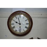 A MAHOGANY CASED CIRCULAR WALL CLOCK, unsigned (pendulum)