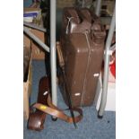 A LARGE MILITARY ISSUE JERRY CAN, in brown, Military issue Machete marked 120-9212 & 1351 wooden