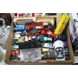 A BOX OF BOXED AND LOOSE DIE CAST VEHICLES, including promotional items, including Lledo