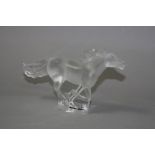 A BOXED LALIQUE GLASS PAPERWEIGHT, shaped as a running horse, inscribed 'Lalique France H0365',