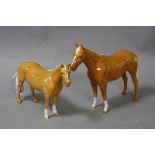 TWO BESWICK PALOMINO COLOURWAY HORSES, 'Huntsman's Horse' No.1484, and 'Imperial' No.1557, both