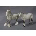 TWO GREY BESWICK HORSES, Cantering Shire No.975 and 'Thoroughbred Stallion' (large) No.1772 (2)