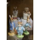 FIVE LARGE ROYAL ALBERT BEATRIX POTTER FIGURES, 'The Tailor of Gloucester' (boxed), 'Mrs Tiggy-