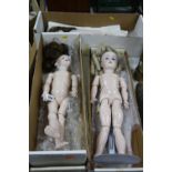 TWO BOXED AND ONE UNBOXED REPRODUCTION COLLECTORS DOLLS, nape of neck marked 'S12H 719 DEP from