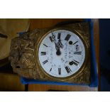 A FRENCH GILT WALL CLOCK, enamel face marked CUG Chauchon, St Nicolas de Redon (pendulum,