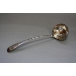 A GEORGE III SCOTTISH SILVER SOUP LADLE, Old English pattern engraved initial 'B', maker's S & C,