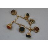 A MID TO LATE 20TH CENTURY 9CT GOLD OPEN OVAL LINKED DESIGN BRACELET, together with seven assorted