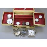 A SELECTION OF SILVER POCKET WATCHES, etc