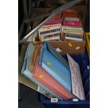A BOX OF CUNARD P & O CRUISE SHIP MENUS, passenger lists, QEII, etc and a box of folded maps