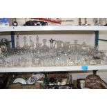 A COLLECTION OF GLASSWARE, including Stuart Crystal and Webb Corbett decanters, jugs, drinking
