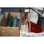 AN ACCUMULATION OF STAMPS AND COVERS, in albums and loose, contained in two boxes with Great British