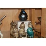 POOLE POTTERY, to include five birds, a mouse and a vase, height approximately 13cm (with a box) (