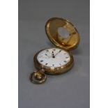 A GOLD PLATED HALF HUNTER POCKET WATCH