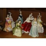 SIX ROYAL DOULTON FIGURES AND THREE OTHERS, to include 'Carolyn' HN2974, 'Gail' HN2937, 'Country