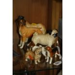SIX BESWICK DOGS, Beagle 'Wendover Billy' small No.1939, Pug 'Cutmil Cutie' large No.1997, Jack