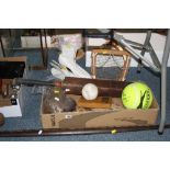 SPORTING EPHEMERA, to include leather baseball glove, a mounted baseball with plaque, signed large
