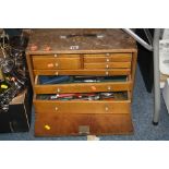 AN ENGINEERS TOOL CHEST, consisting of eight drawers behind a fall-front, to include Moore &