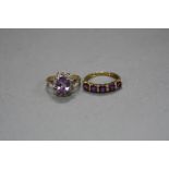 TWO 9CT AMETHYST DRESS RINGS, size K1/2 and L