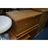 A MODERN PINE BLANKET CHEST, approximate length 92cm x height 48cm