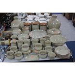 DENBY DAYBREAK PATTERN DINNER AND KITCHEN WARES, including a pair of table lamp bases (over 40